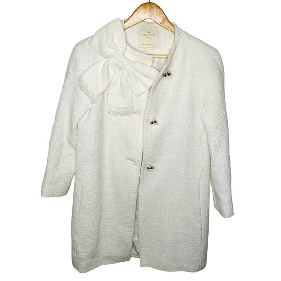 Kate Spade New York Women's Size 2 White Dorothy Bow Front Tweed Jacket - Picture 4 of 12